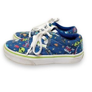 Vans® Doheny Spaced Out Boys' Sneakers Blue Alien Print Lace Up Tie Shoes - 12.5